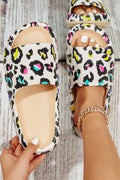 White Leopard Pint Soft Thick Sole Slippers