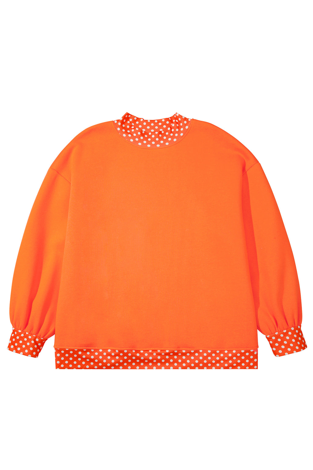 Dark Green Polka Dot Patchwork Round Neck Plus Size Sweatshirt