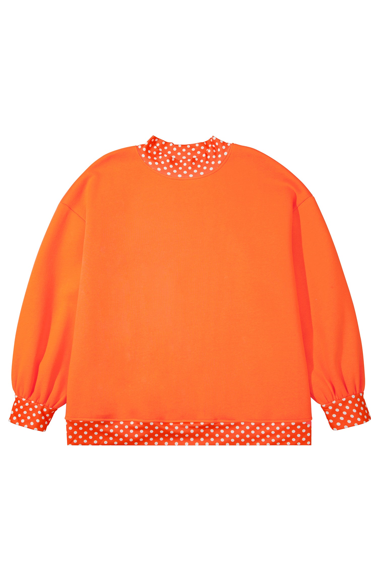Dark Green Polka Dot Patchwork Round Neck Plus Size Sweatshirt
