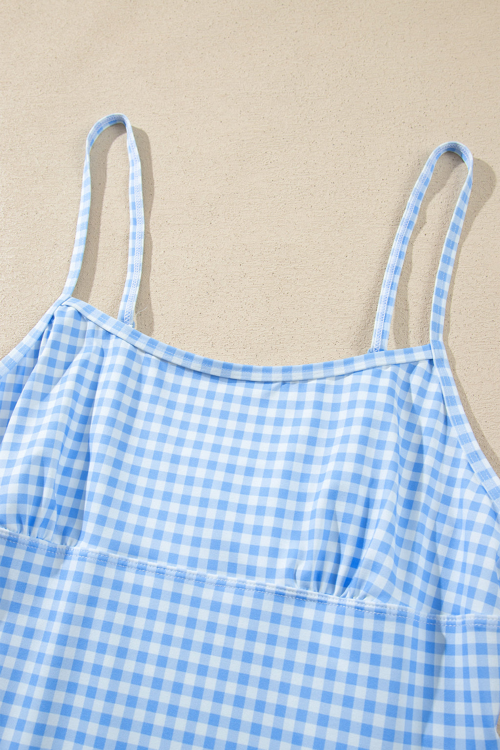 Pink Gingham Plaid Double Layered Cami Mini Dress 3pcs Set