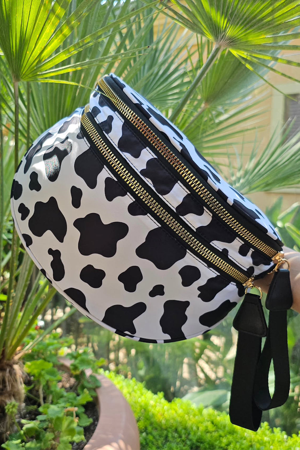 Chestnut Checkered Print Wide Strap Large Crossbody Bag