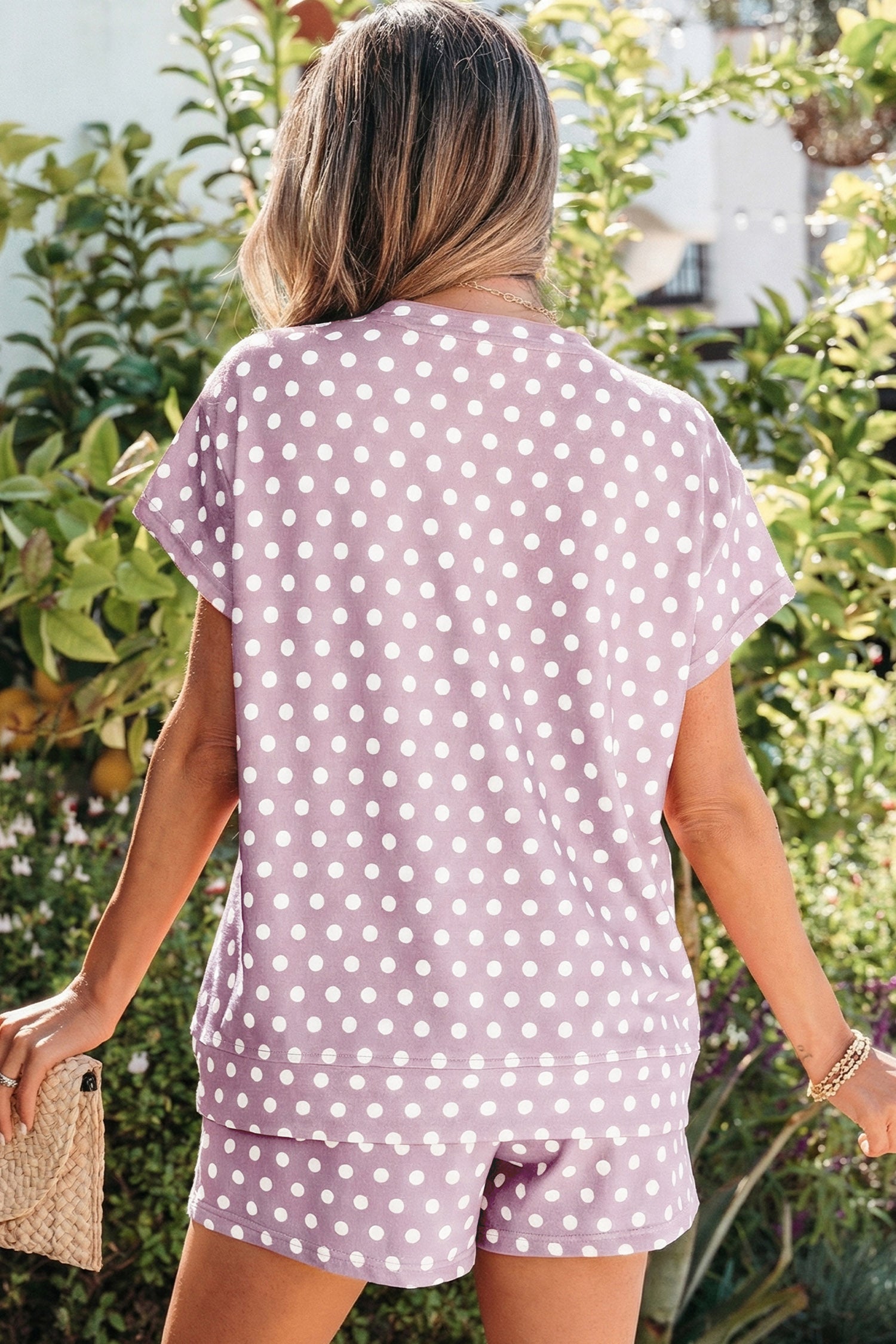Pink Polka Dot Print Short Set