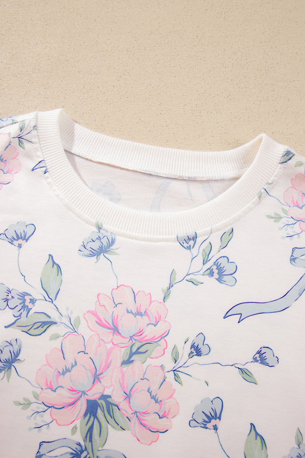 White Floral Print Long Sleeve Top Elastic Waist Skort Two Piece Dresses