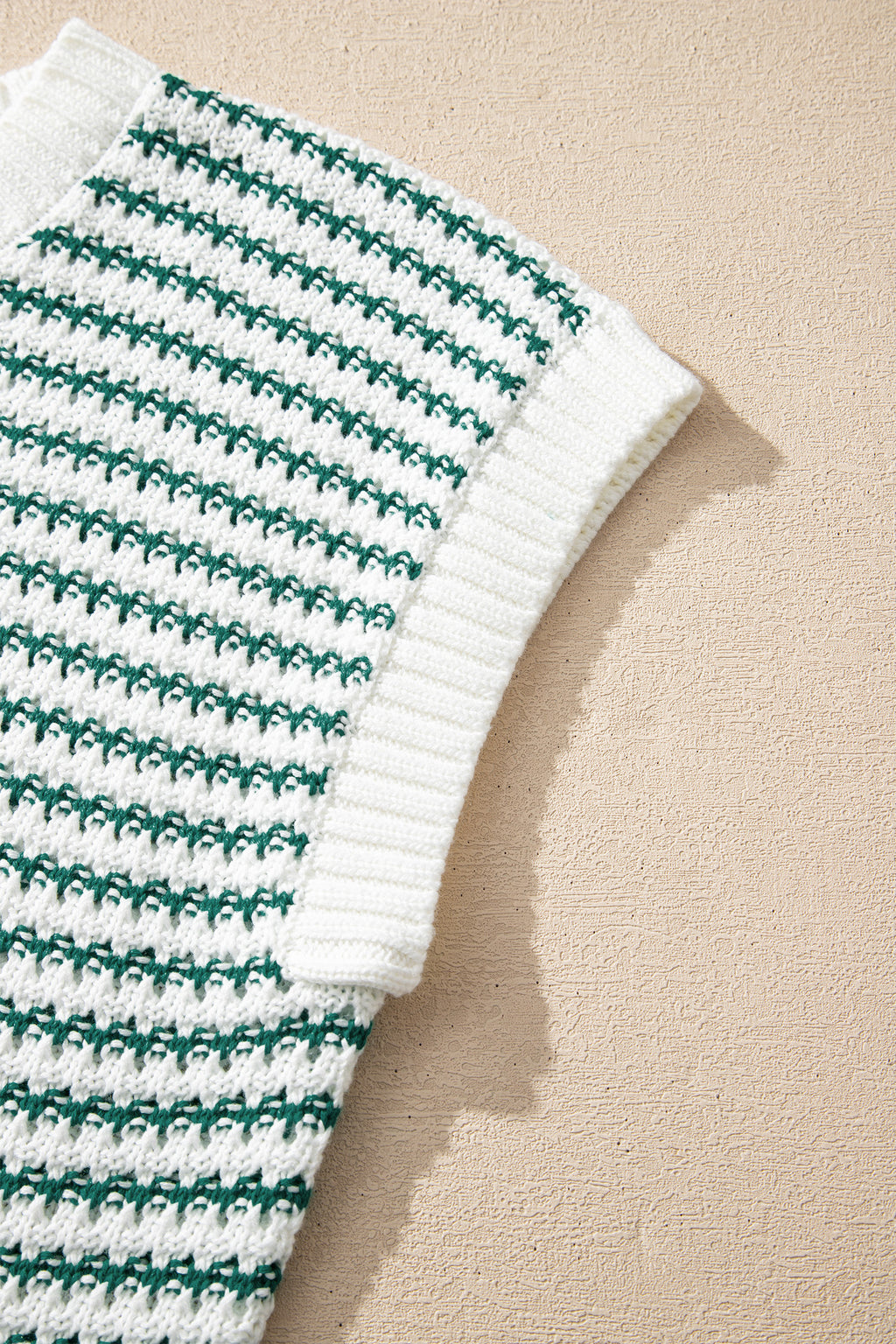 Green Stripe Ribbed Trim Loose Fit Knitted Sweater Vest