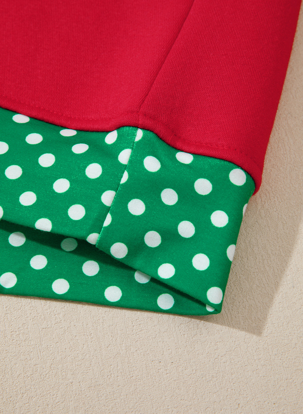 Dark Green Polka Dot Patchwork Round Neck Plus Size Sweatshirt