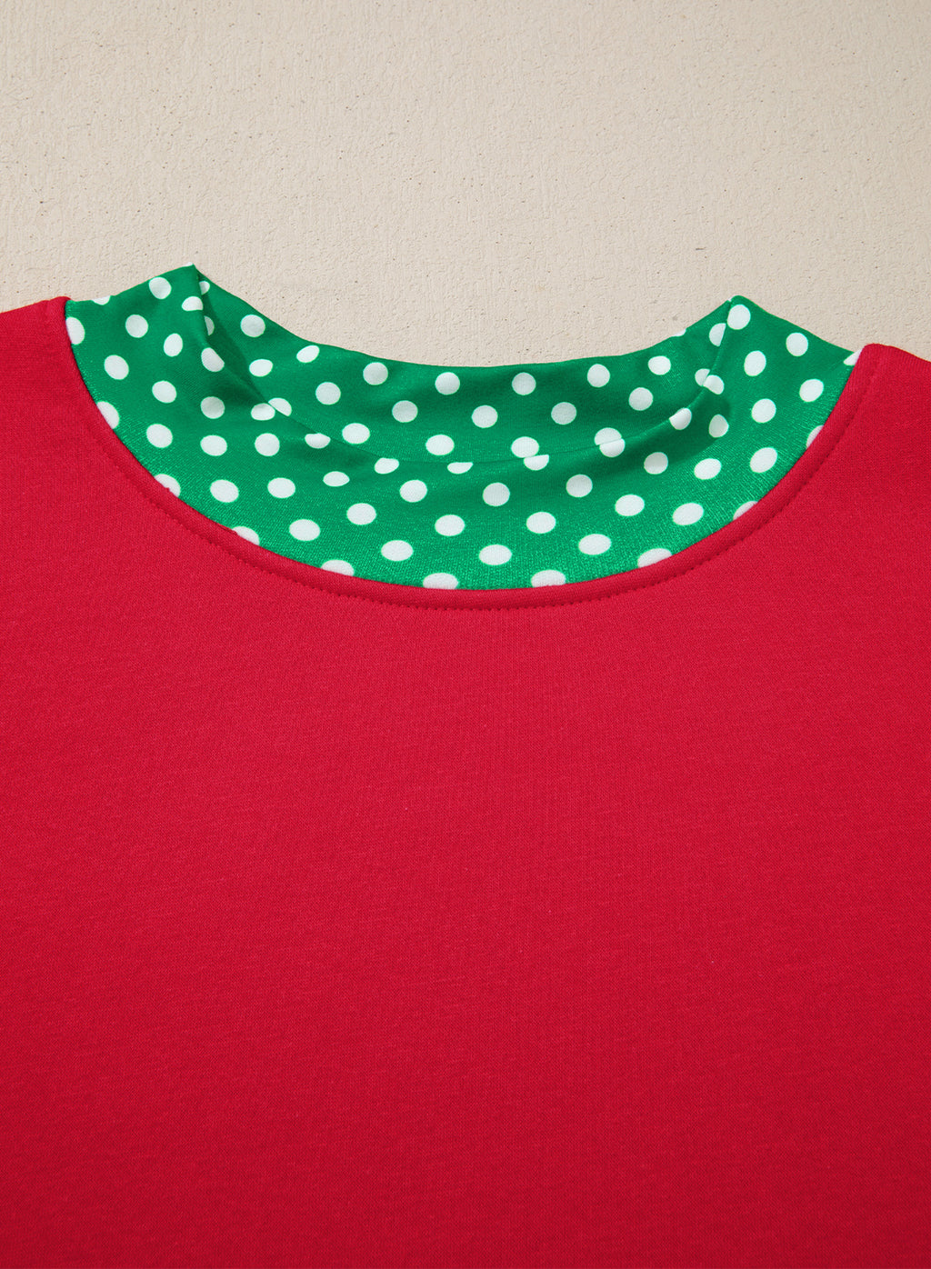Dark Green Polka Dot Patchwork Round Neck Plus Size Sweatshirt