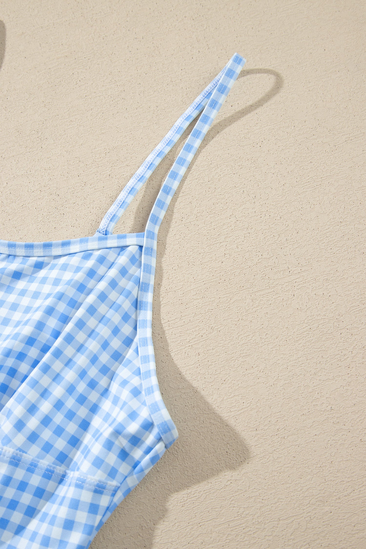 Pink Gingham Plaid Double Layered Cami Mini Dress 3pcs Set