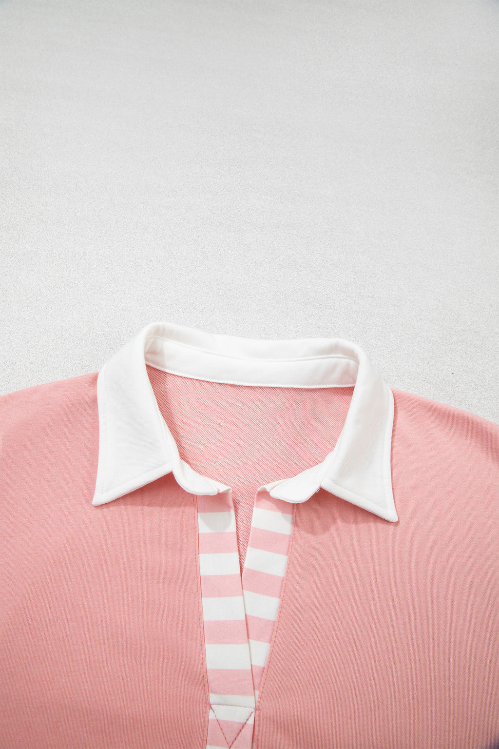 Gossamer Pink Striped Color Block Pullover Top Drawstring Shorts Set