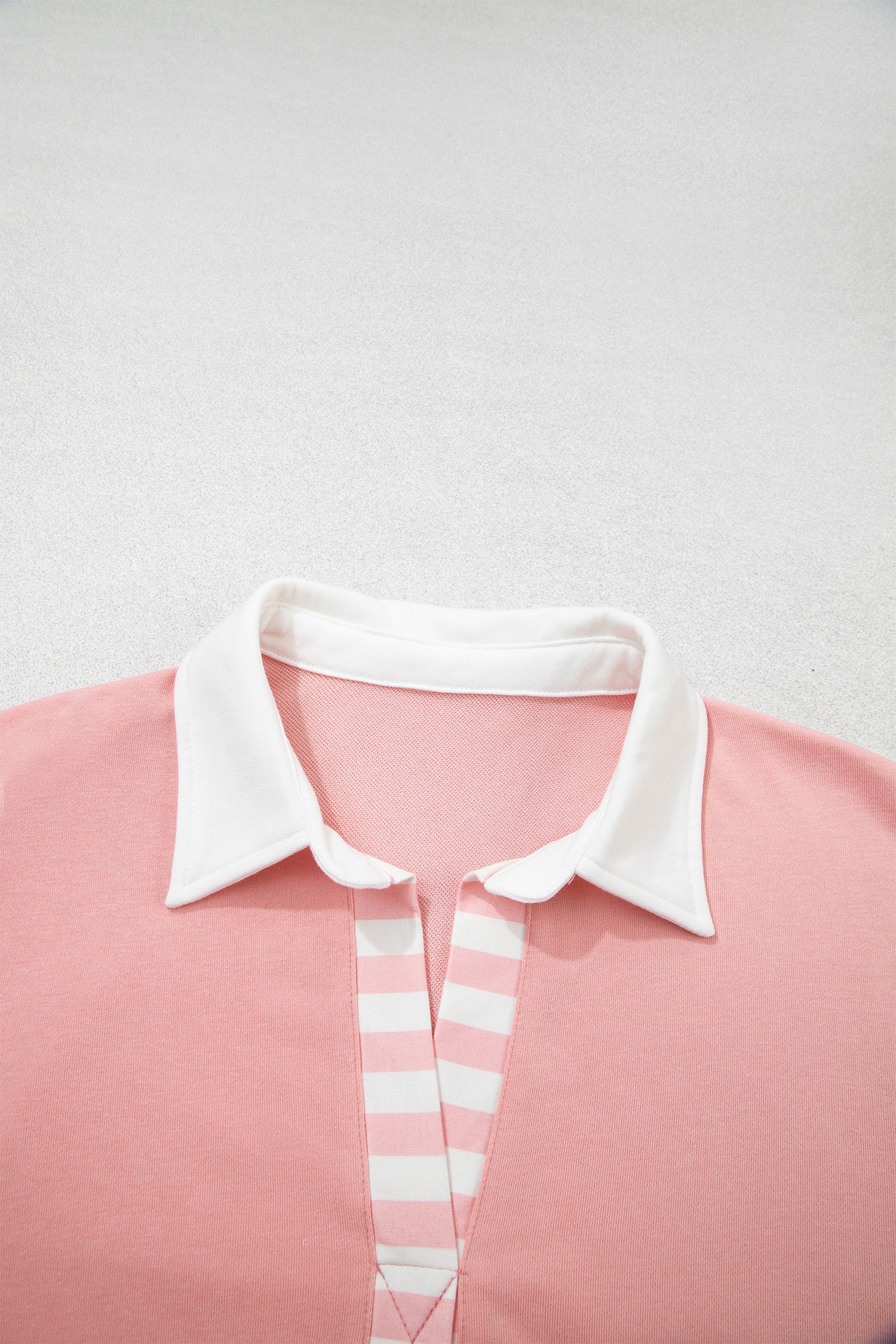 Gossamer Pink Striped Color Block Pullover Top Drawstring Shorts Set