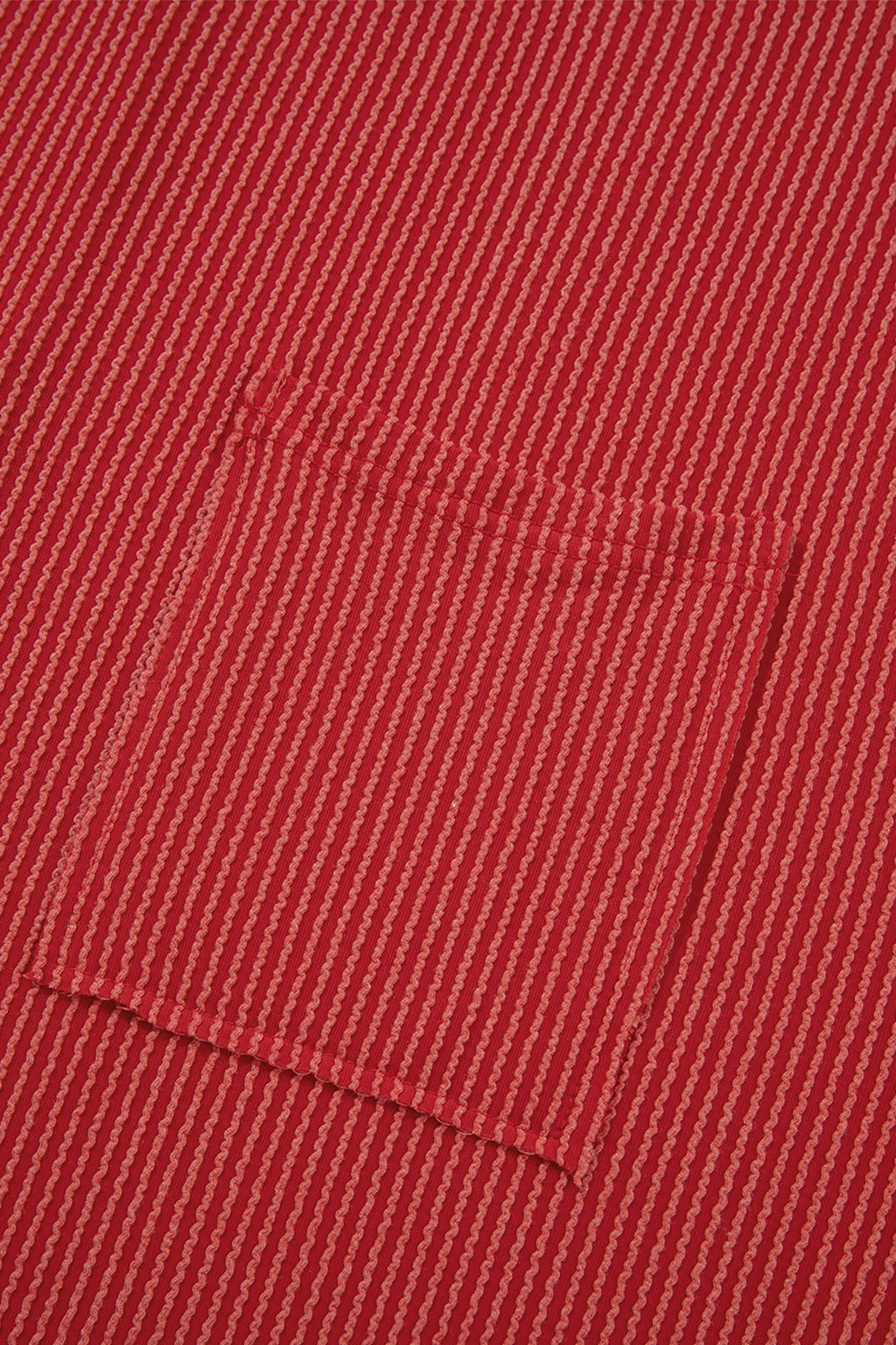 Fiery Red Twist Ribbed Tunic Round Neck Bracelet Sleeve Plus Size Blouse