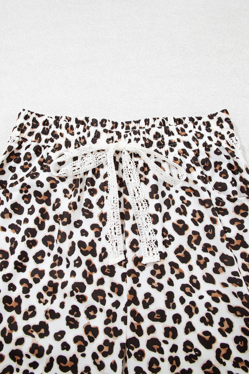 Black Leopard Print Ankle-Length Elastic Waist Pants