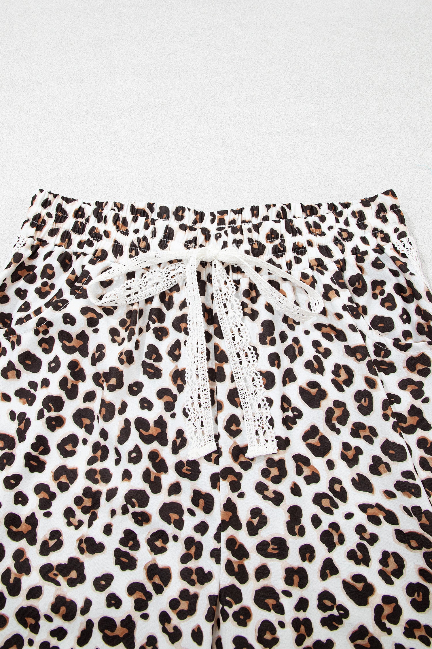 Black Leopard Print Ankle-Length Elastic Waist Pants
