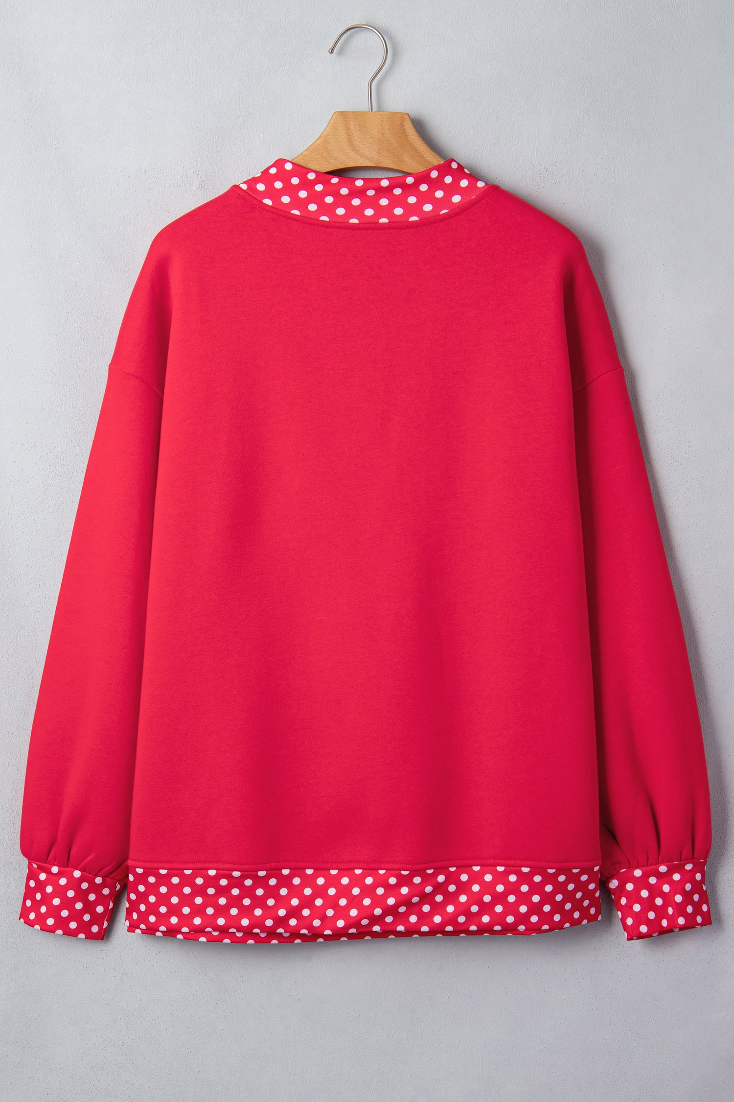 Brown Colorblock Polka Dot Contrast Trim Oversized Sweatshirt
