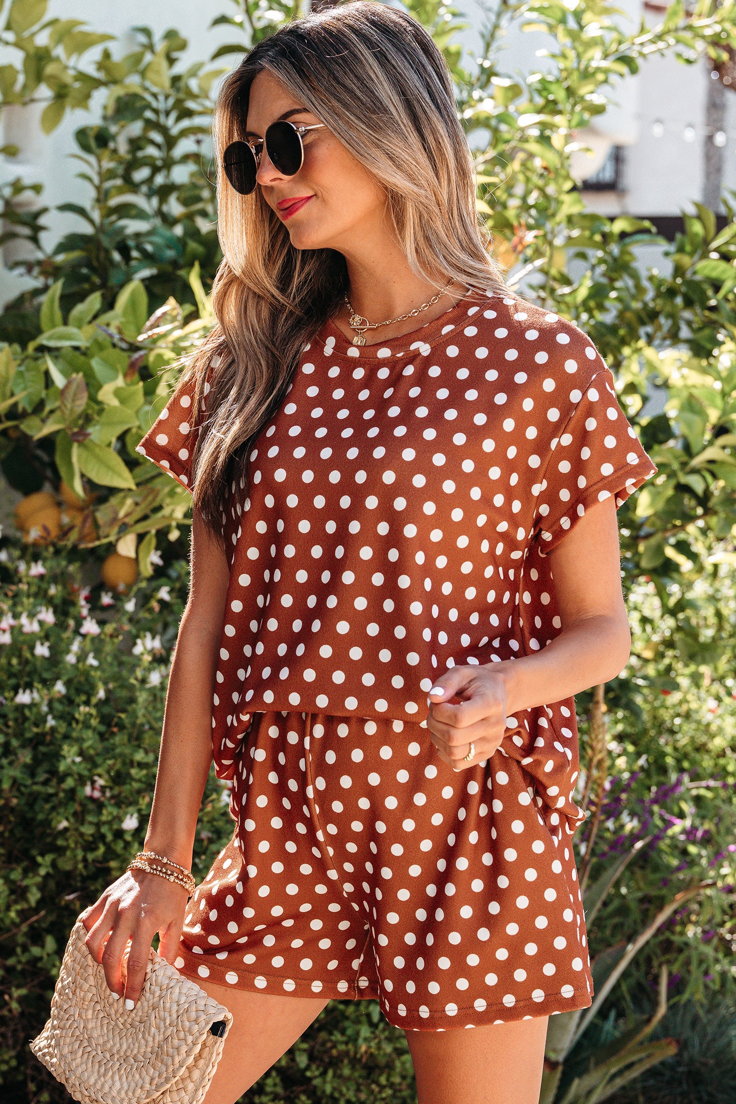 Pink Polka Dot Print Short Set