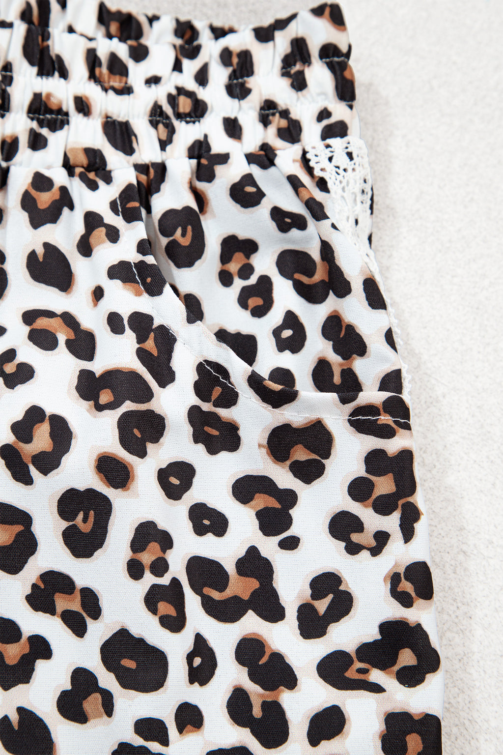 Black Leopard Print Ankle-Length Elastic Waist Pants