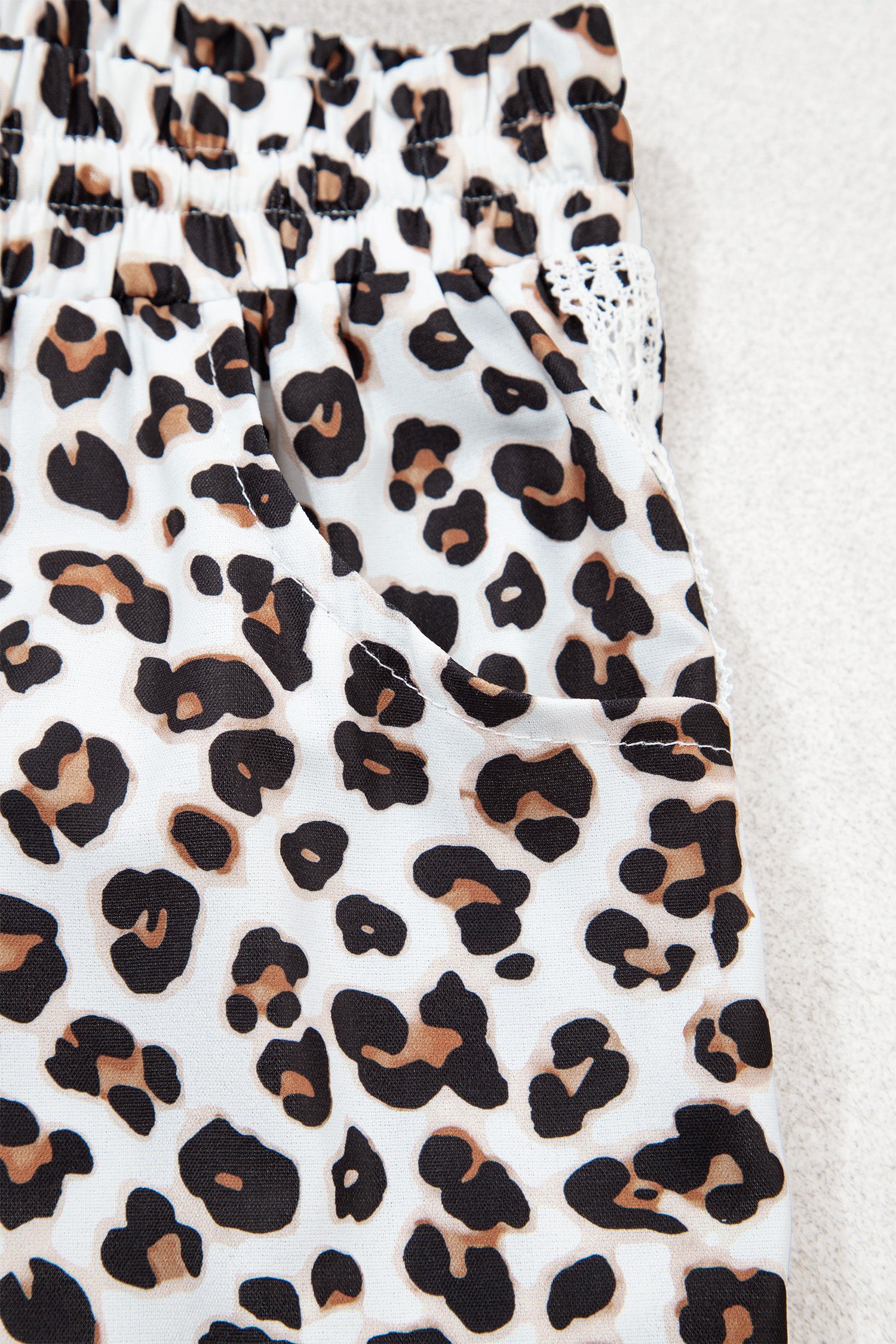 Black Leopard Print Ankle-Length Elastic Waist Pants