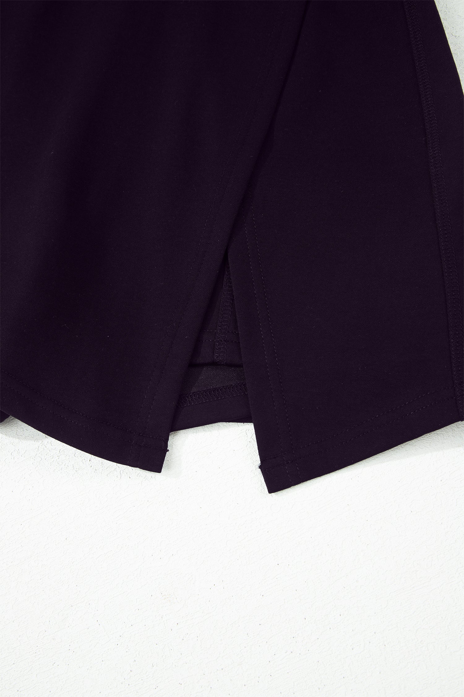 Black Solid Color Wrapped Side Slit Skort