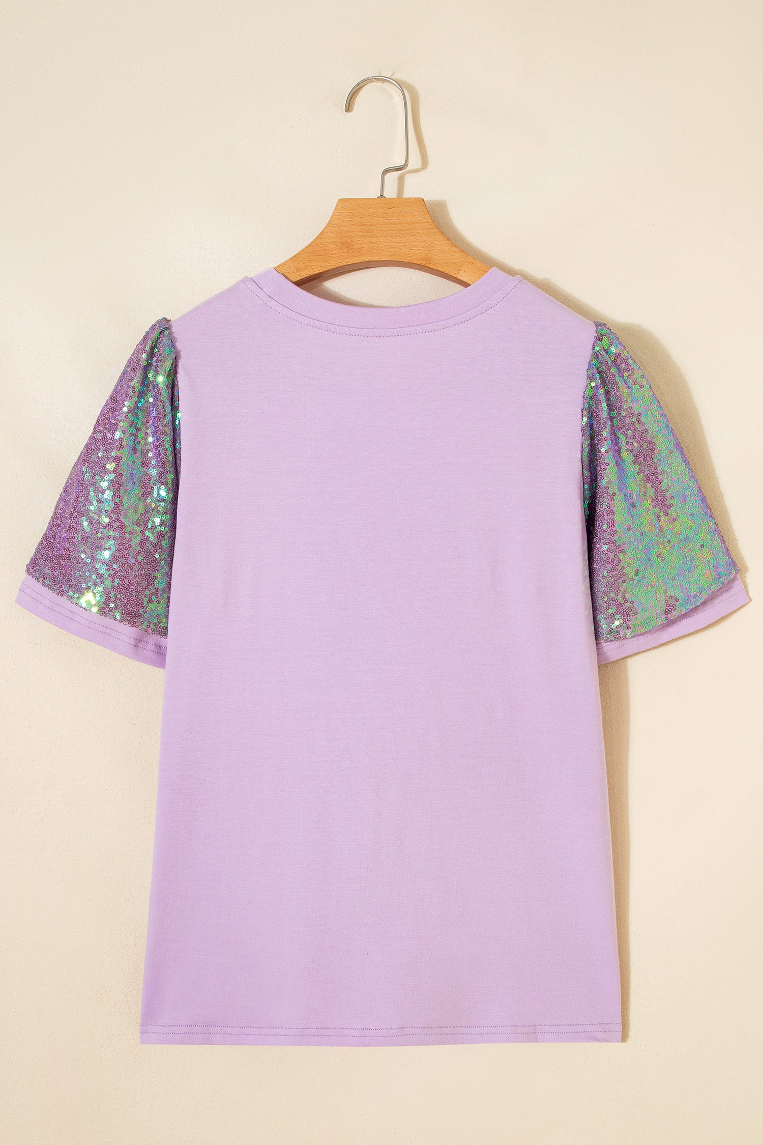 Orchid Petal Sequined MARDI GRAS Graphic Patchwork T Shirt
