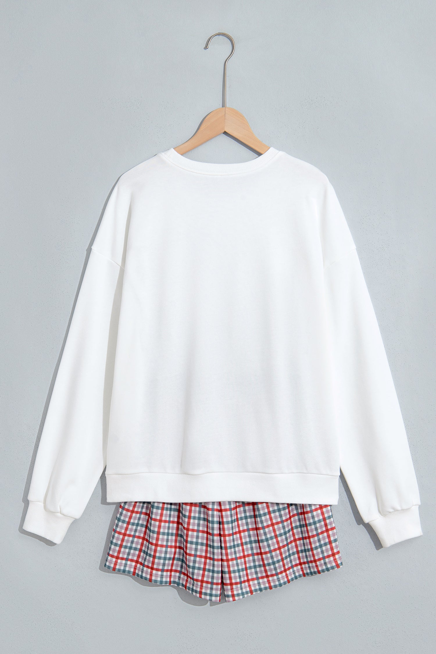 Multicolour Plaid MERRY Holiday Long Sleeve Top and Shorts Set