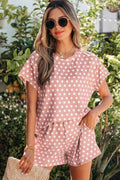 Pink Polka Dot Print Short Set