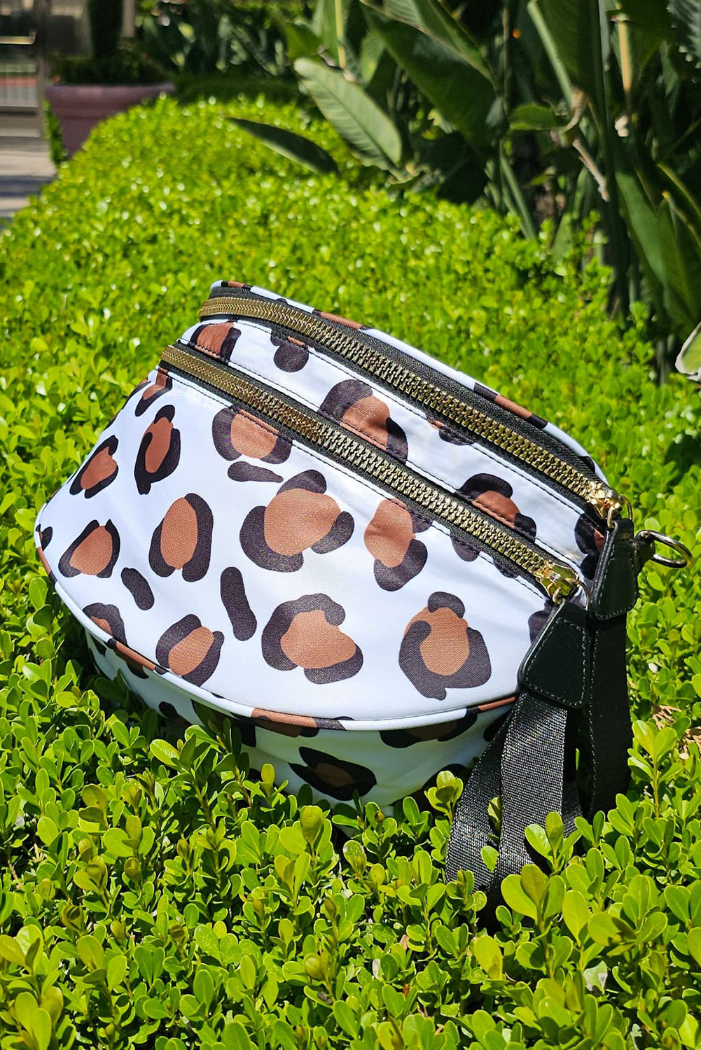 Chestnut Checkered Print Wide Strap Large Crossbody Bag