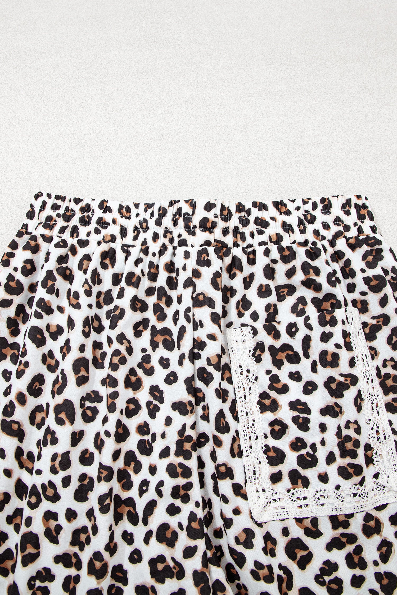 Black Leopard Print Ankle-Length Elastic Waist Pants