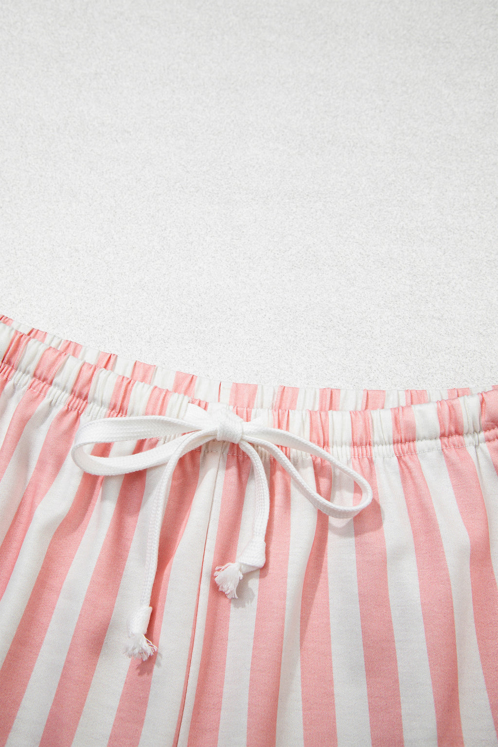Gossamer Pink Striped Color Block Pullover Top Drawstring Shorts Set