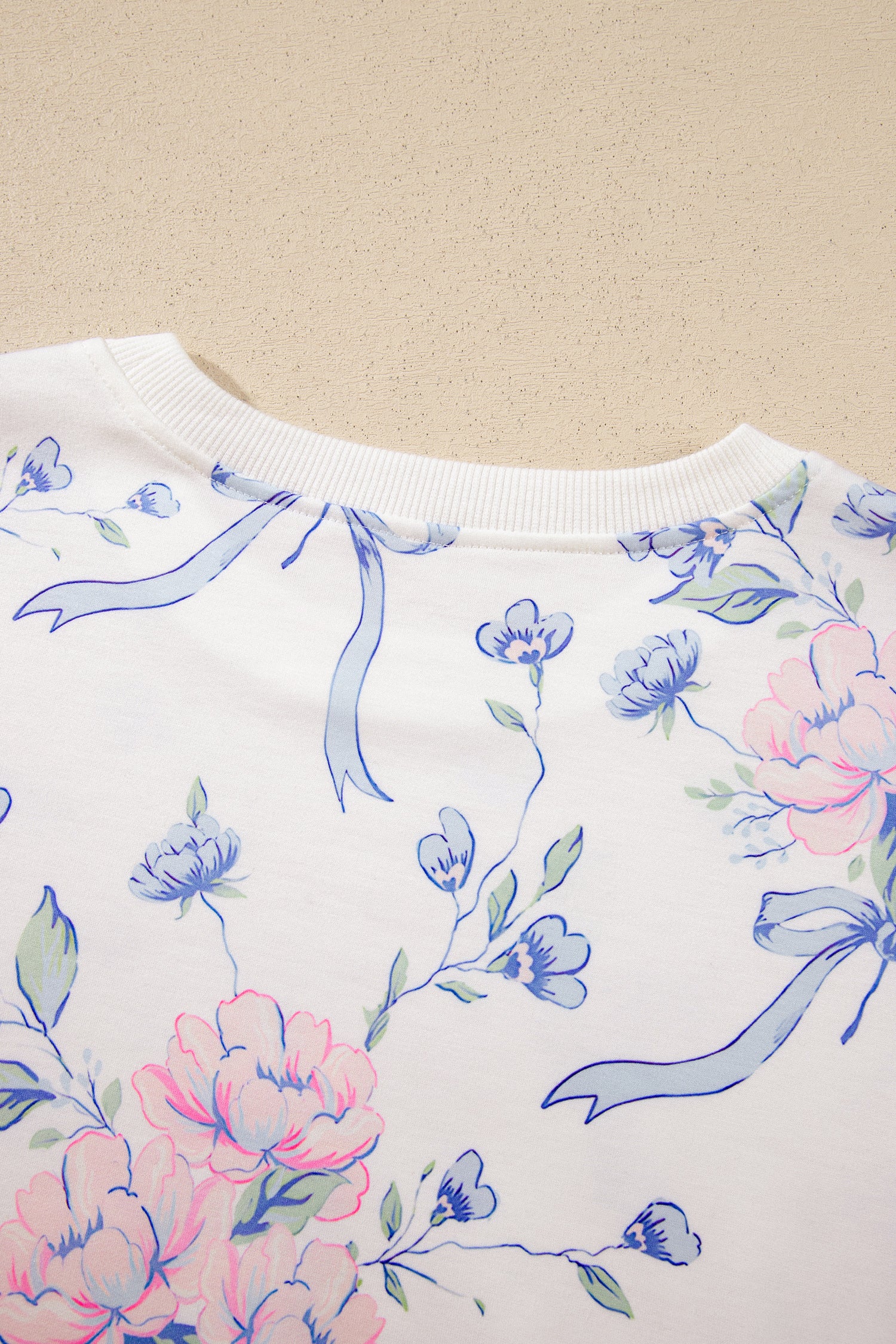 White Floral Print Long Sleeve Top Elastic Waist Skort Two Piece Dresses