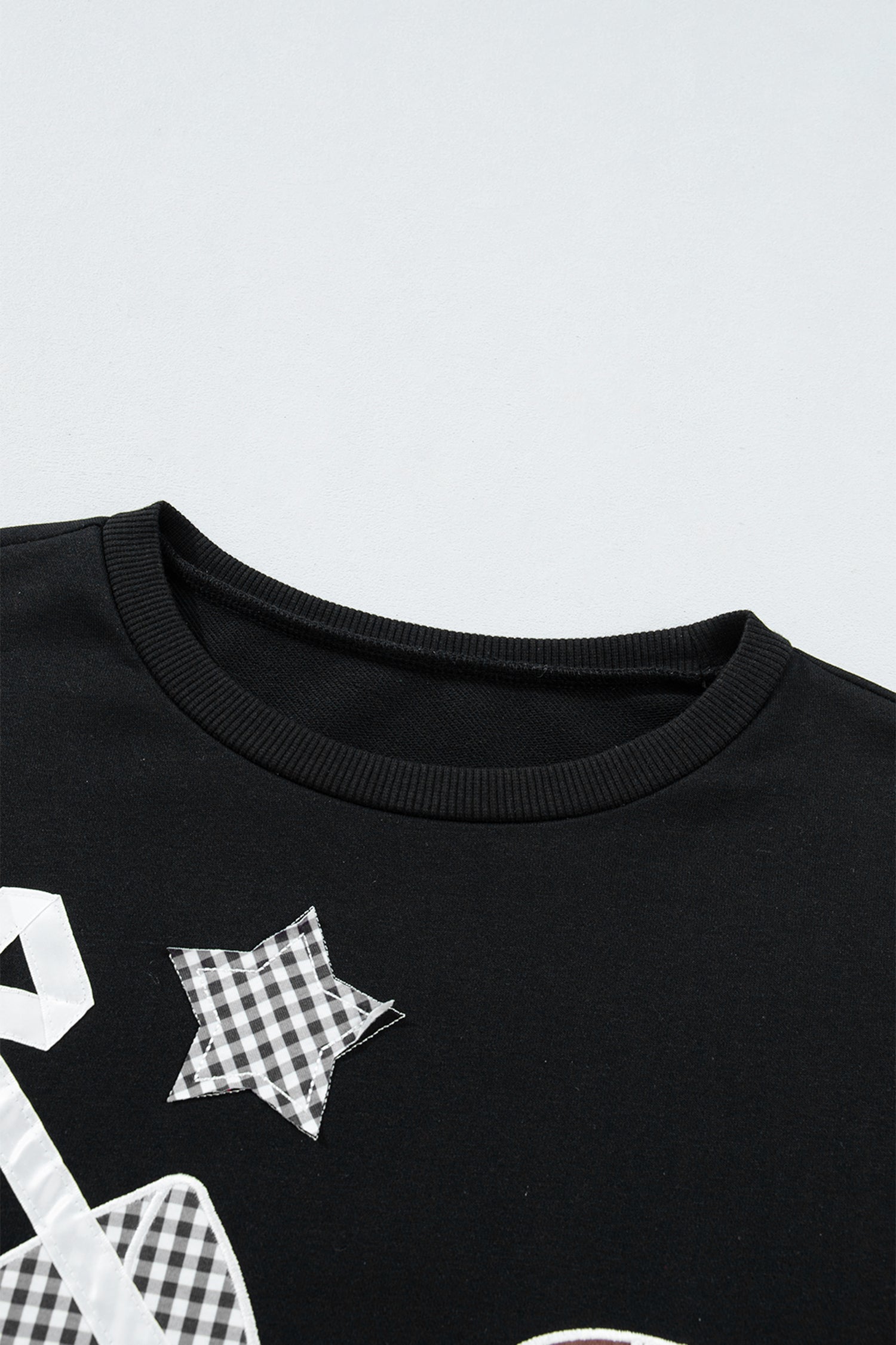 Racing Red Gingham Patch Embroidered Rugby Game Day Stars Sweatshirt