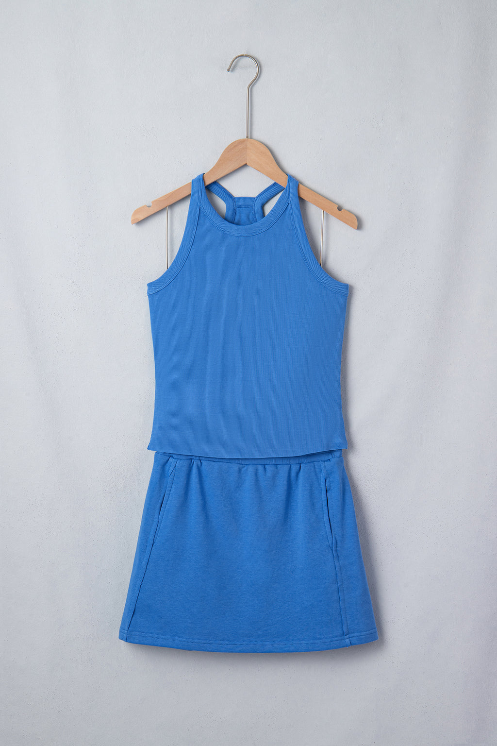 Sachet Pink Slim Tank Top Elastic Waist Mini Skort 2pcs Outfit