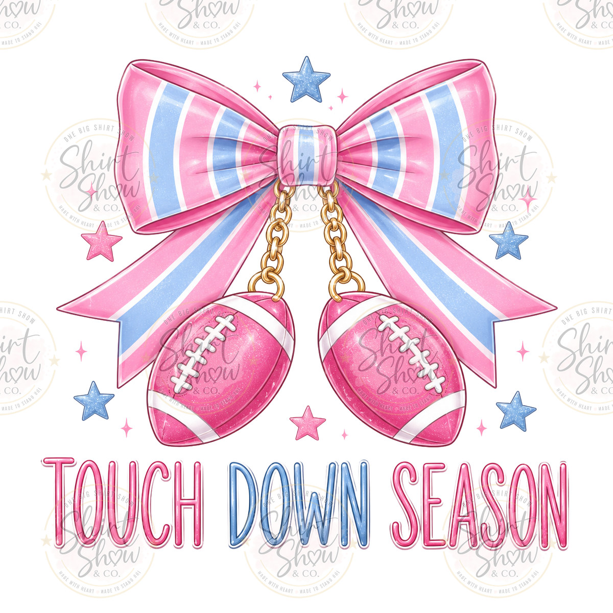Touch Down Season pink football bow digital download preview