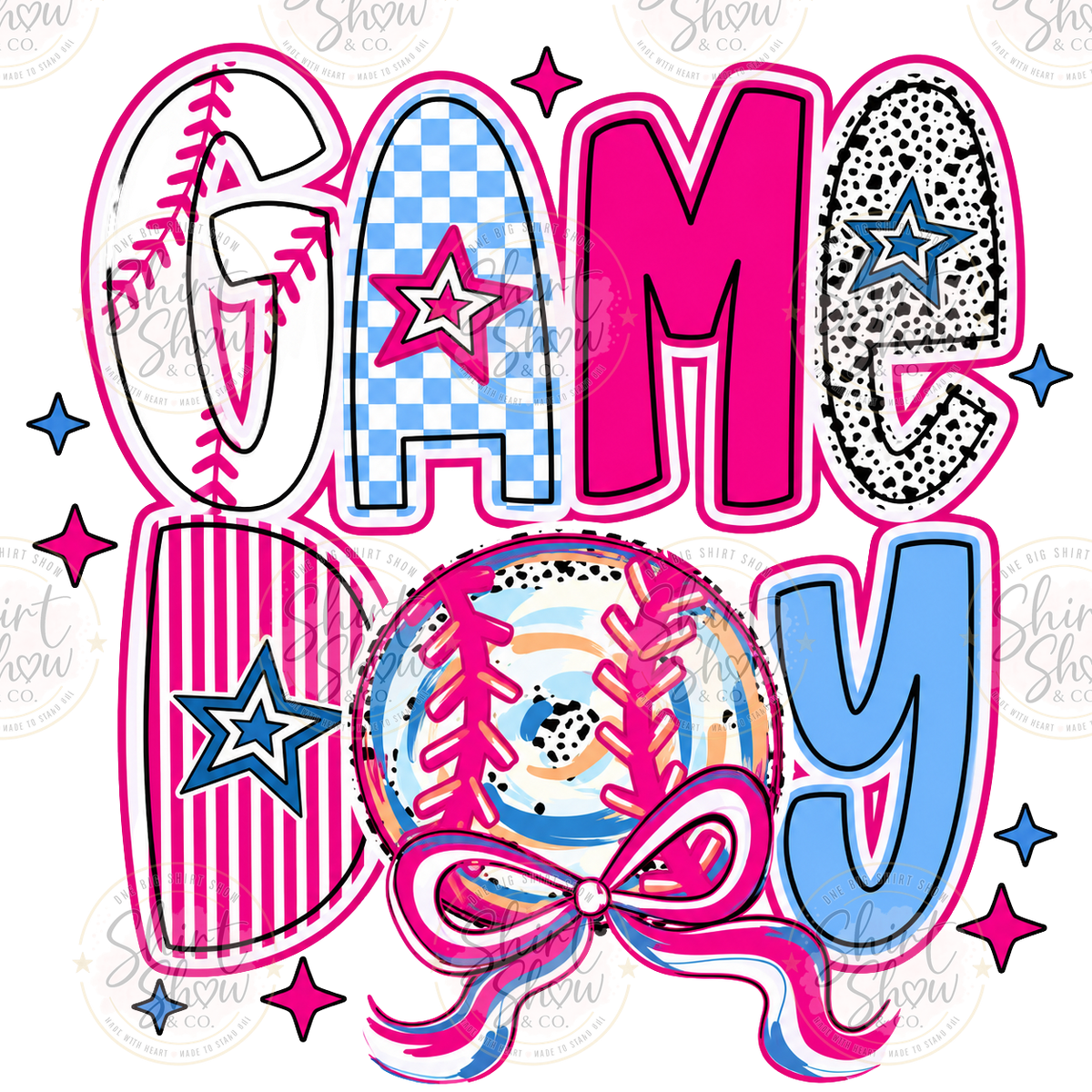 Game Day pink blue softball digital download preview