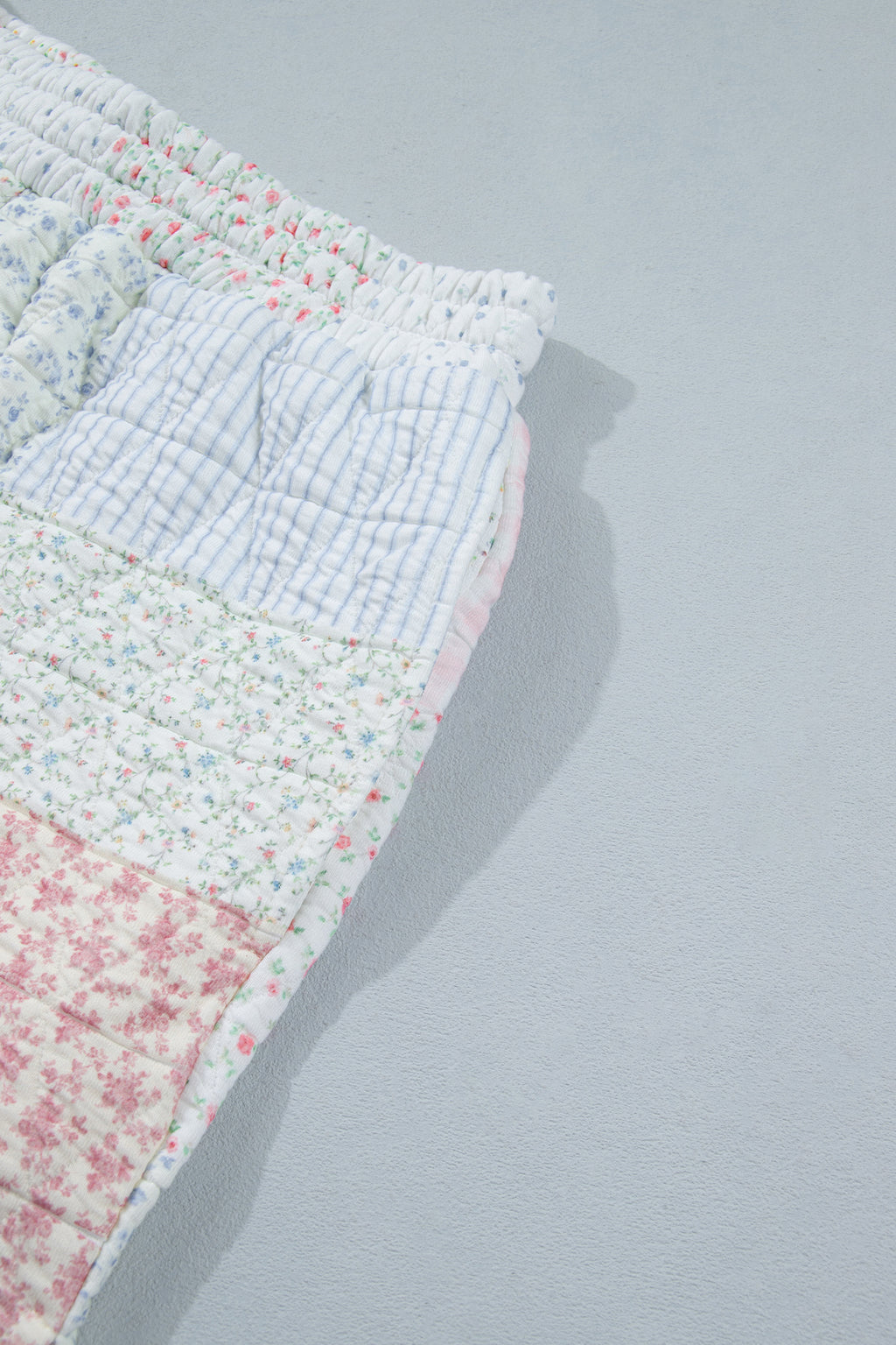 Multicolour Floral Quilted Mock Neck Top and Short Set