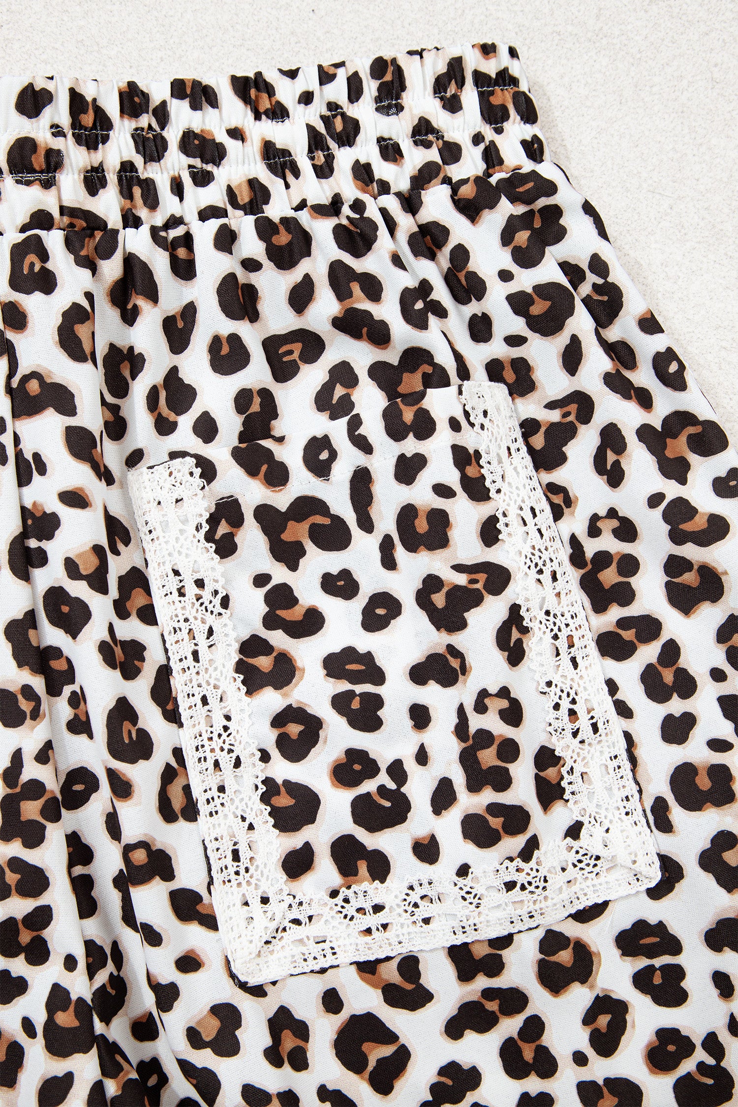 Black Leopard Print Ankle-Length Elastic Waist Pants