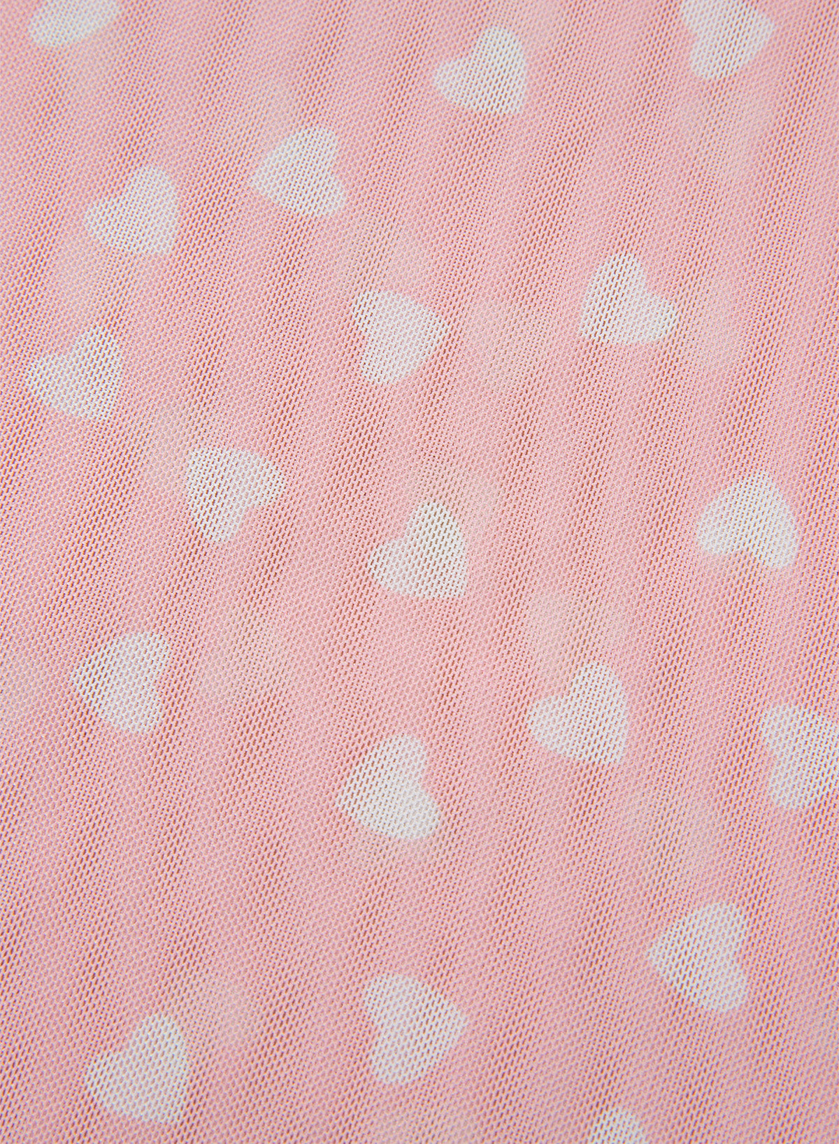 Pink Allover Heart Print Mesh Short Sleeve Top
