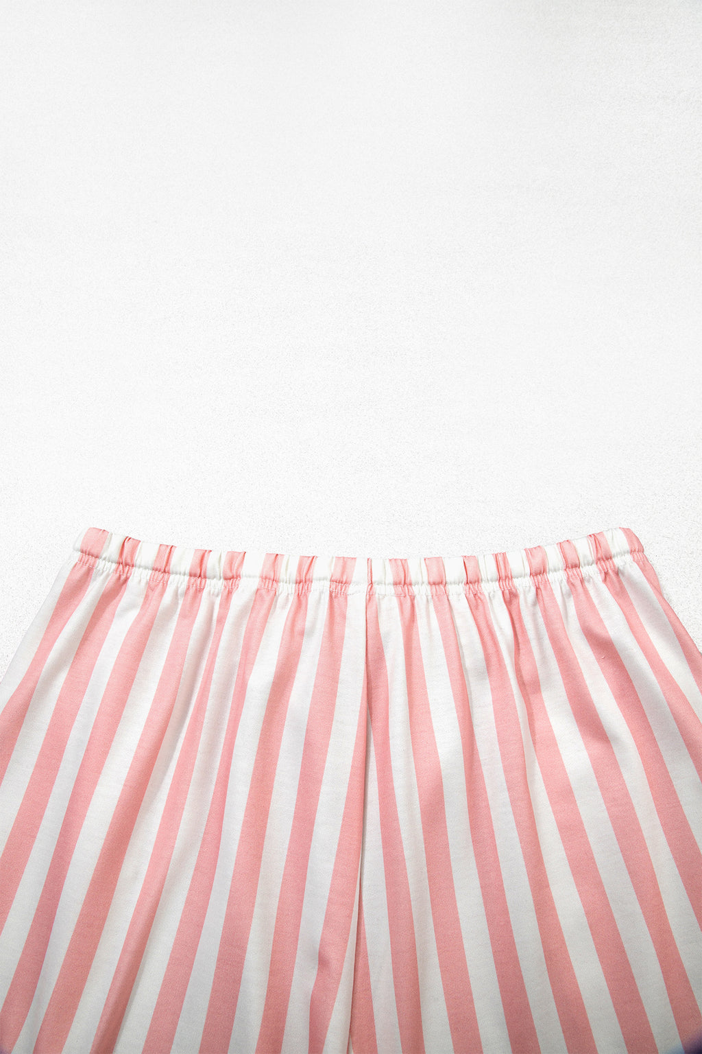 Gossamer Pink Striped Color Block Pullover Top Drawstring Shorts Set