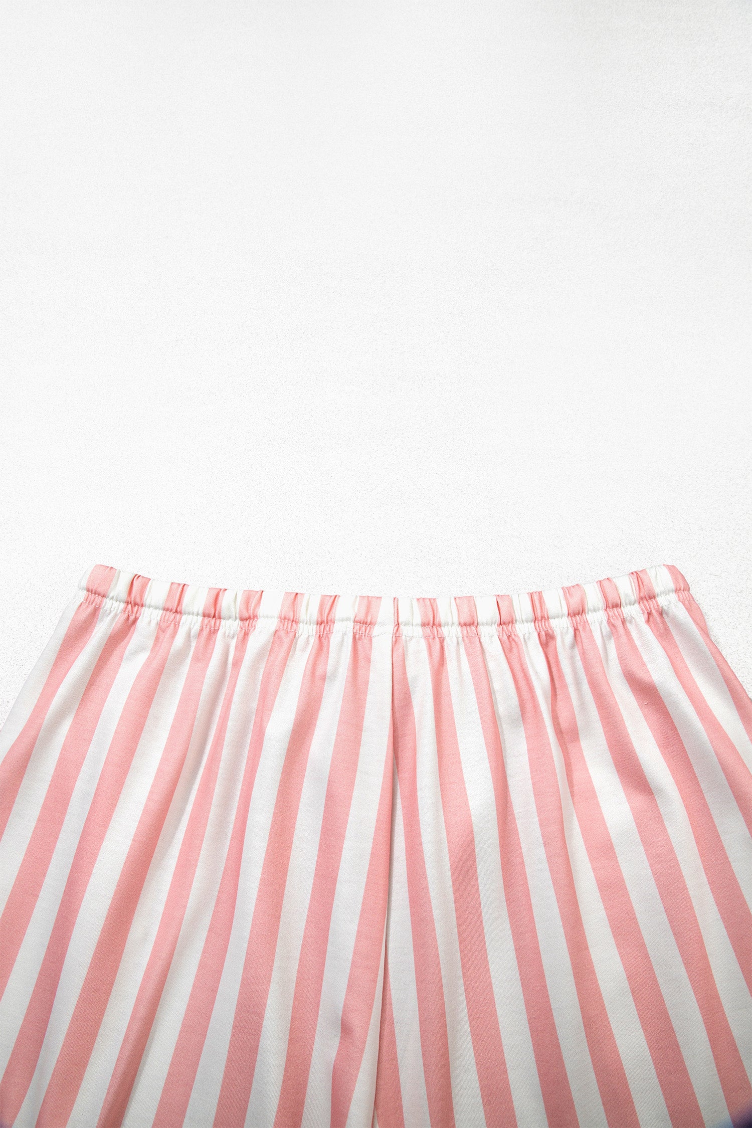 Gossamer Pink Striped Color Block Pullover Top Drawstring Shorts Set