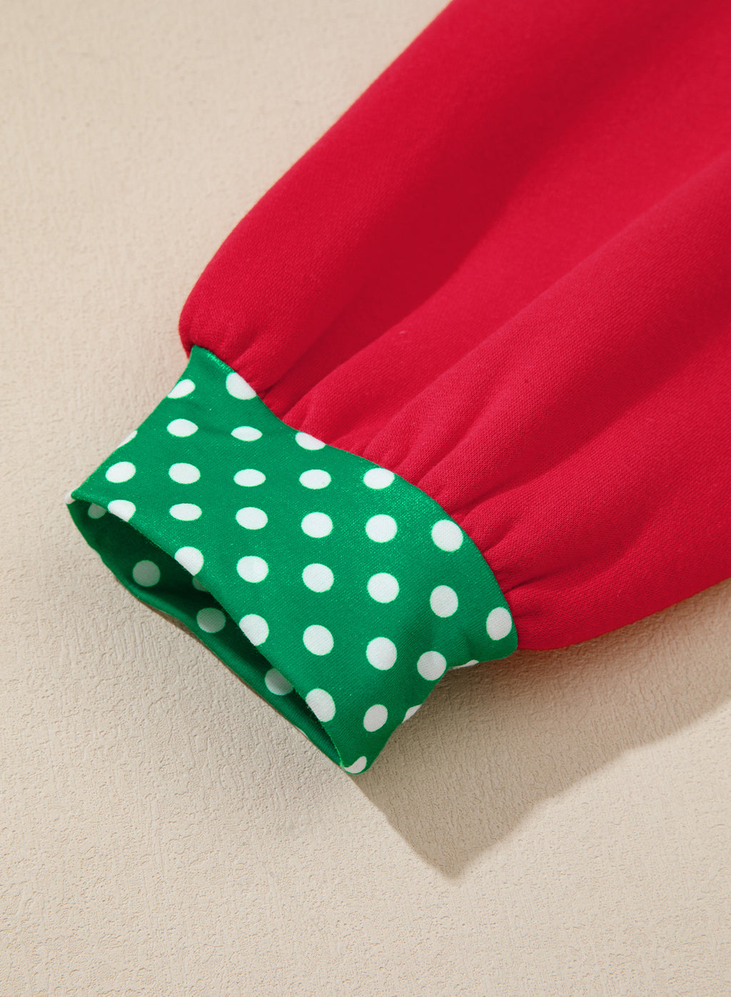 Dark Green Polka Dot Patchwork Round Neck Plus Size Sweatshirt