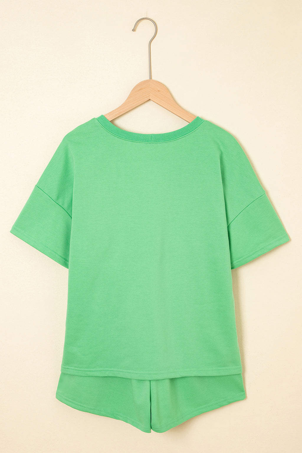 Mint Green Sequin Mardi Gras Mask V Neck Tee Drawstring Shorts 2pcs Outfit