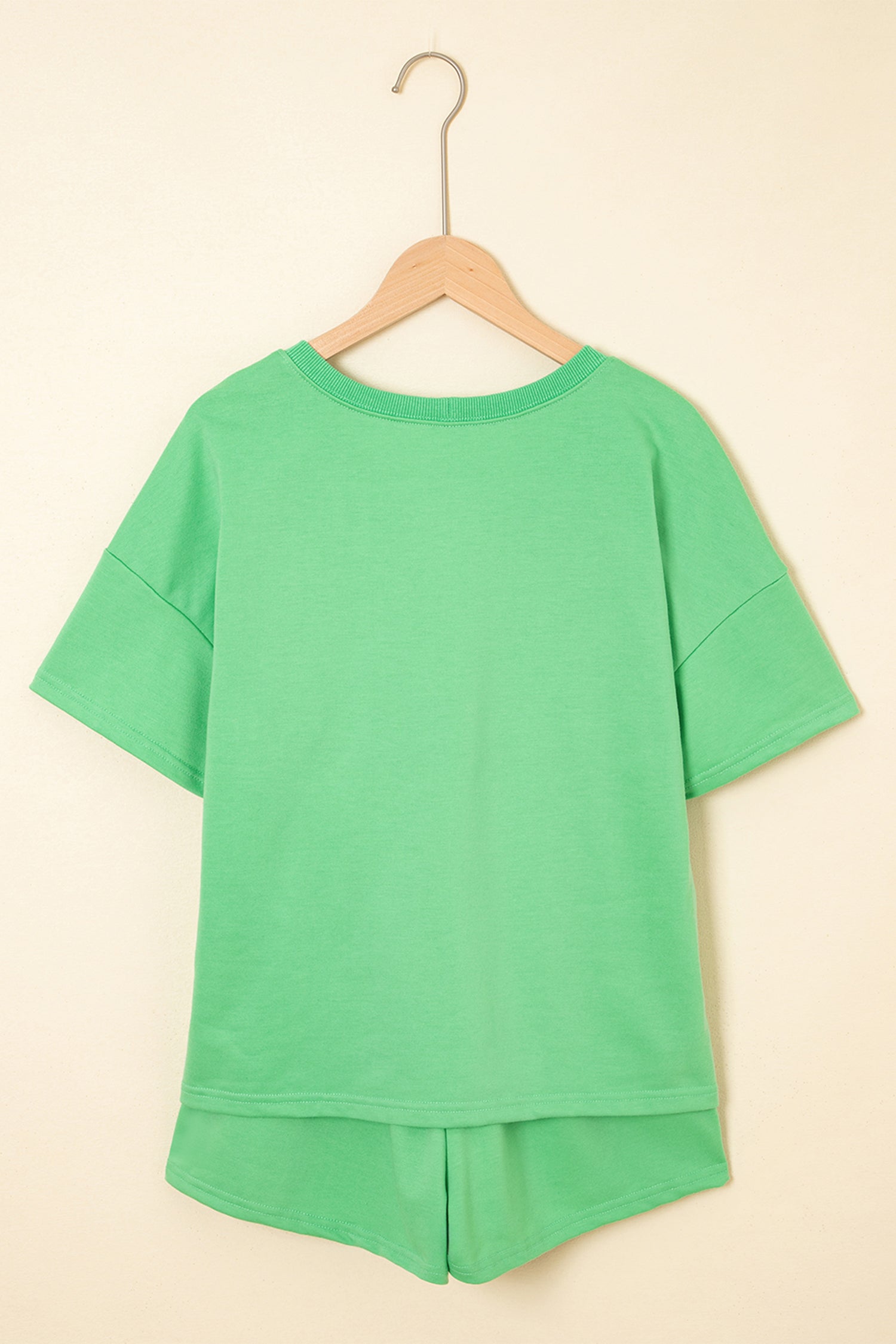 Mint Green Sequin Mardi Gras Mask V Neck Tee Drawstring Shorts 2pcs Outfit