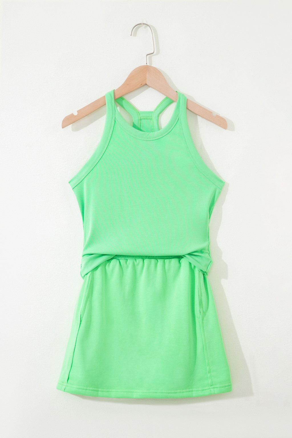 Sachet Pink Slim Tank Top Elastic Waist Mini Skort 2pcs Outfit
