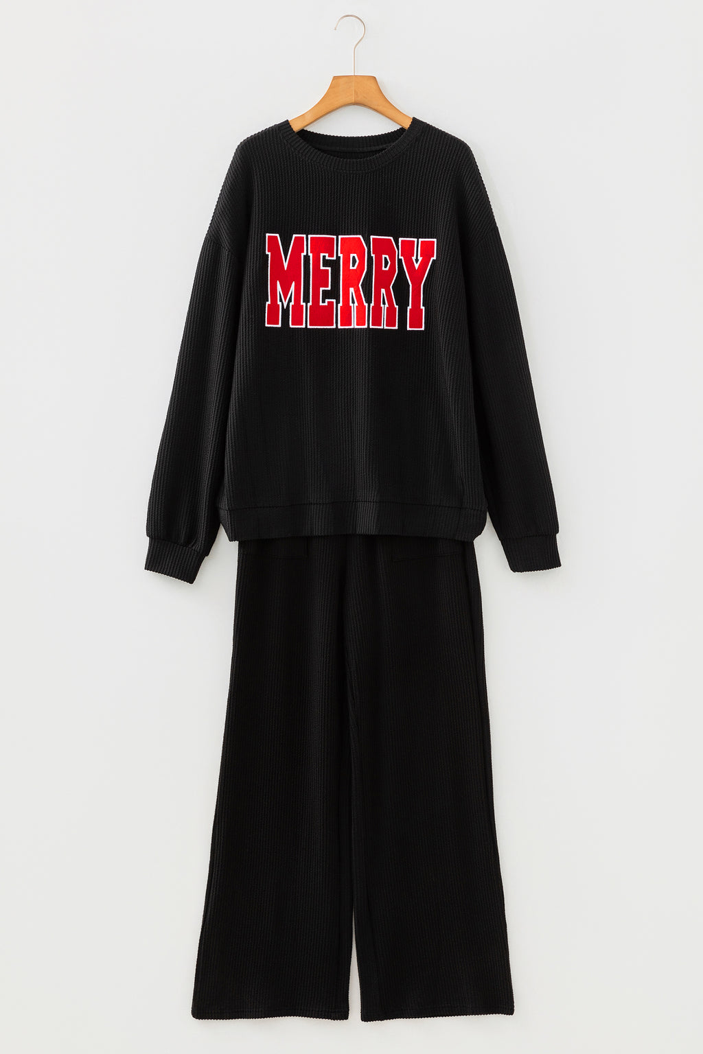 Fiery Red JOLLY Corded Long Sleeve Top and Pockets Pants Set