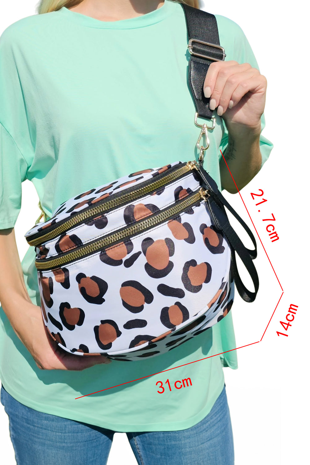Chestnut Checkered Print Wide Strap Large Crossbody Bag