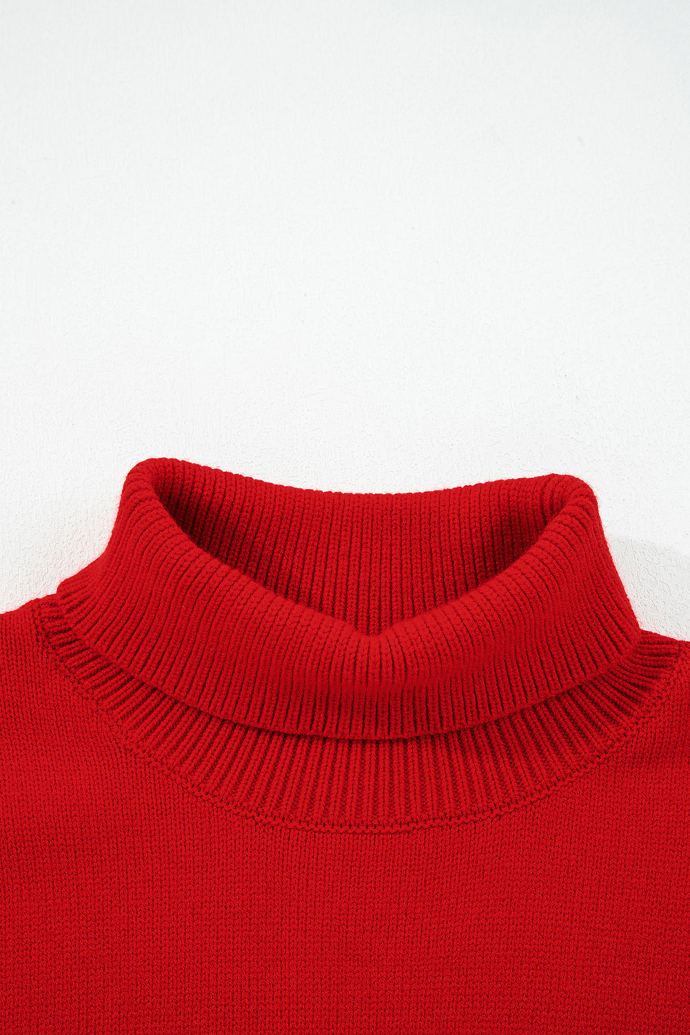 Fiery Red Merry Snowflake Pattern Christmas Turtleneck Sweater