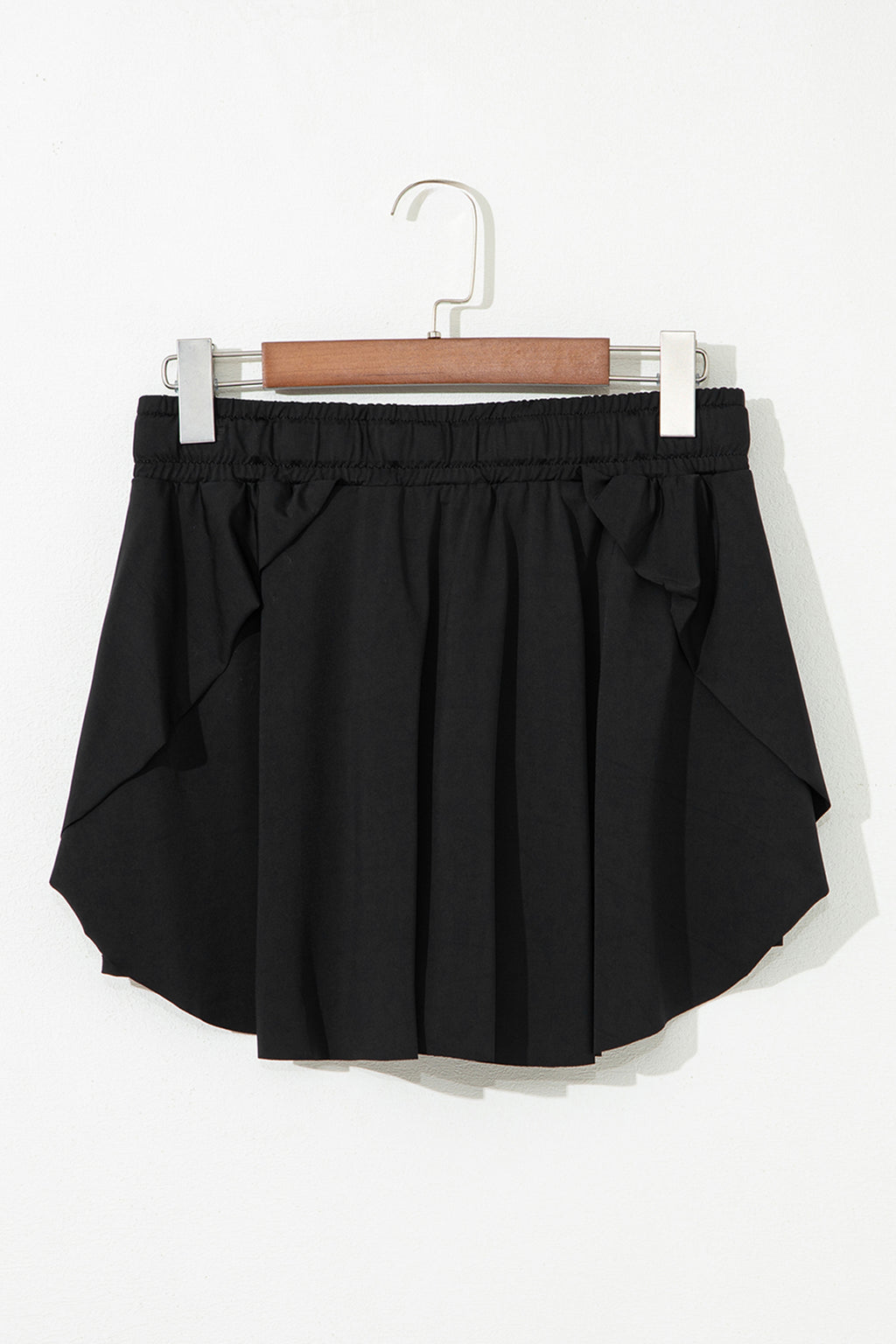 Black Plus Size Drawstring Waist Flared Tennis Skort