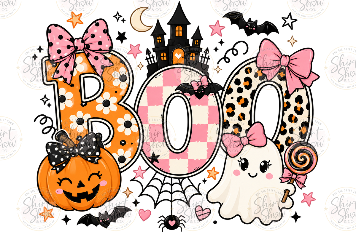 Boo pink bows digital download preview