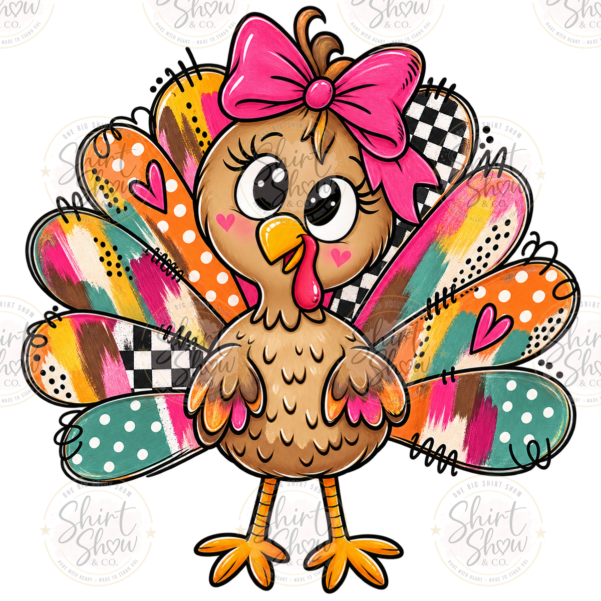 Girly turkey bow digital download preview