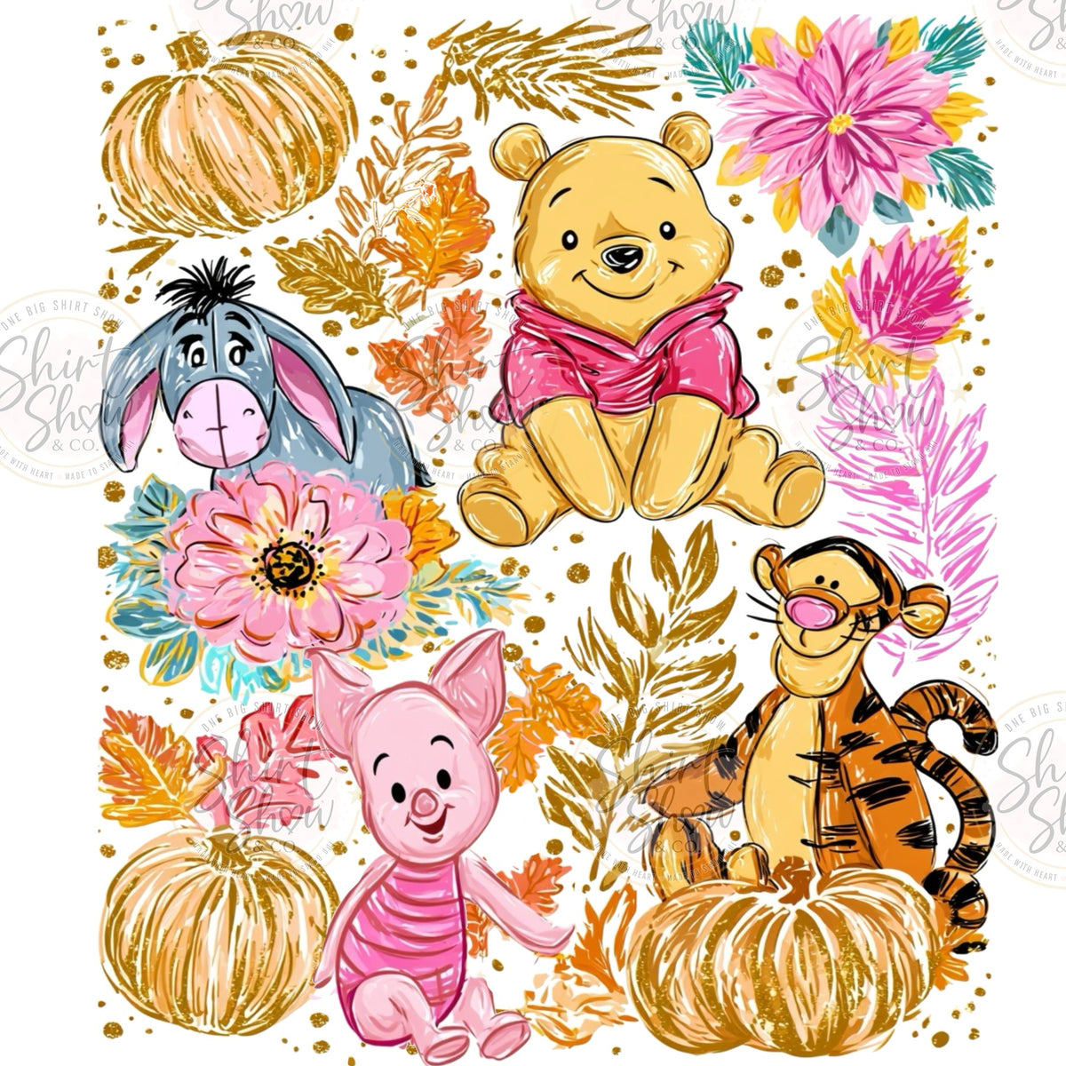 Pooh Fall Friends digital design watermarked preview
