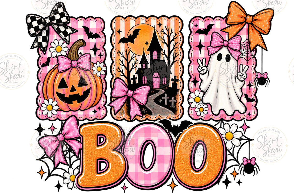 BOO Pink Halloween digital design watermarked preview