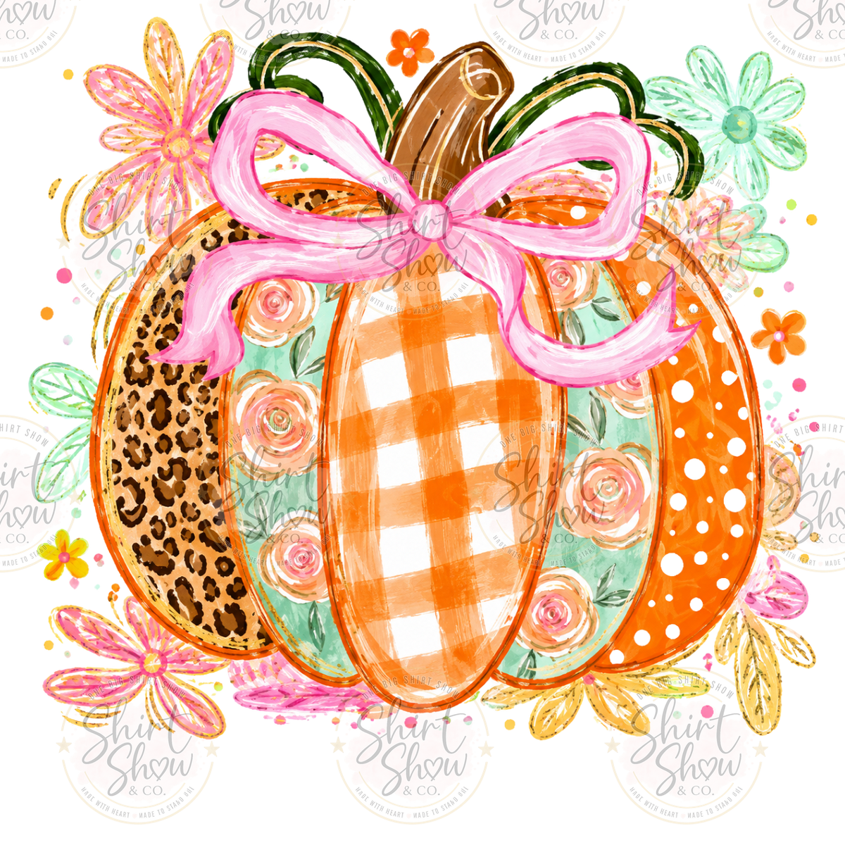 Girly Pumpkin Trio digital design watermarked preview